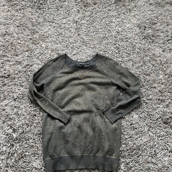 Vince Sweater 100% Cashmere Tunic Long Sleeve Grey / Gold Sparkle Sz Small❤️ - Picture 6 of 7